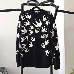 McQ by Alexander McQueen Felt Swallow Swarm Sweatshirt Black